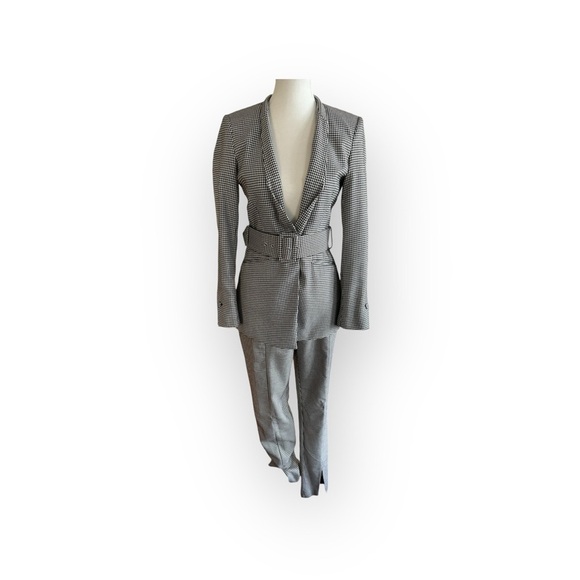 *Bloggers Favorite* Zara Houndstooth Mid Rise Front Split Trousers Sz M - Picture 11 of 14